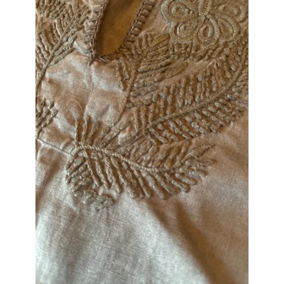 Lauren Ralph Lauren Embroidered Linen Tunic Top XL Black Lagenlook Boho - Picture 5 of 7